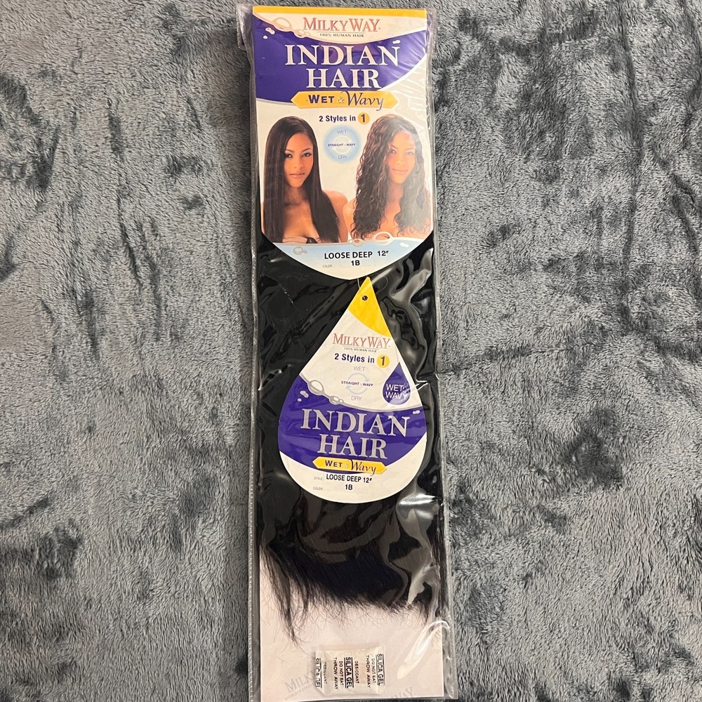 Wet & Wavy Indian Hair Milky Way 100% Human Hair Loose Deep 12" Color 1B